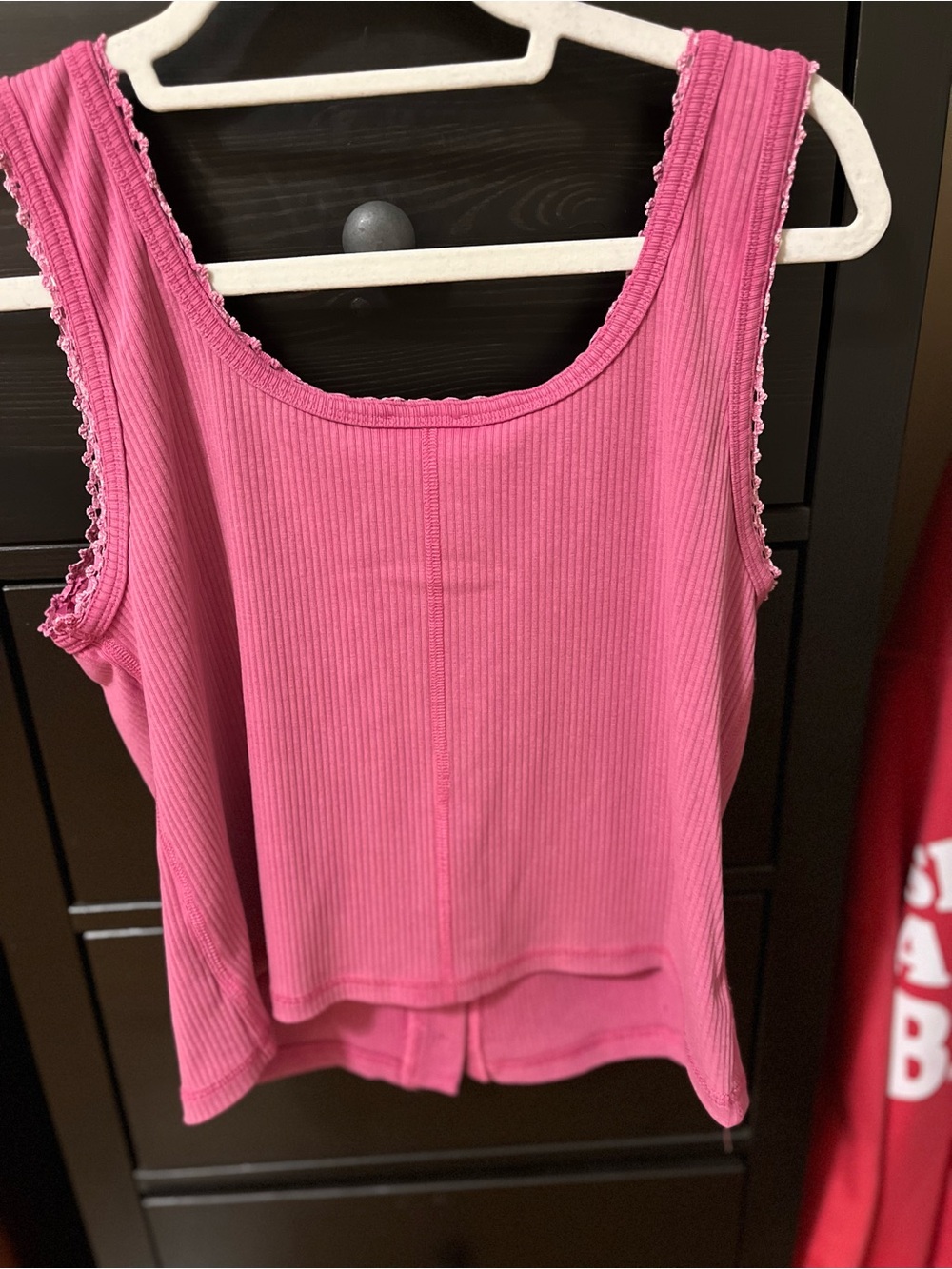 Very J Hot Pink Ribbed Button-Front Tank - Picture 3 of 3